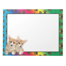 Welsh Corgi, färglöst anteckningsblock tass mönste