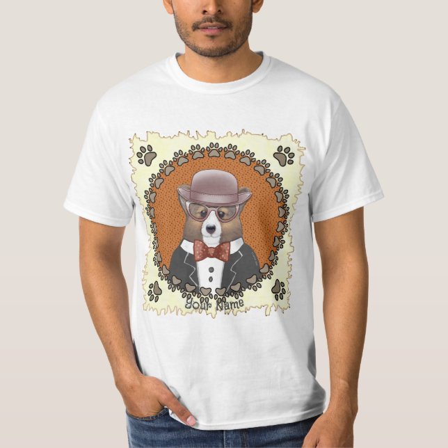 Welsh Corgi Glasses T Shirt (Framsida)