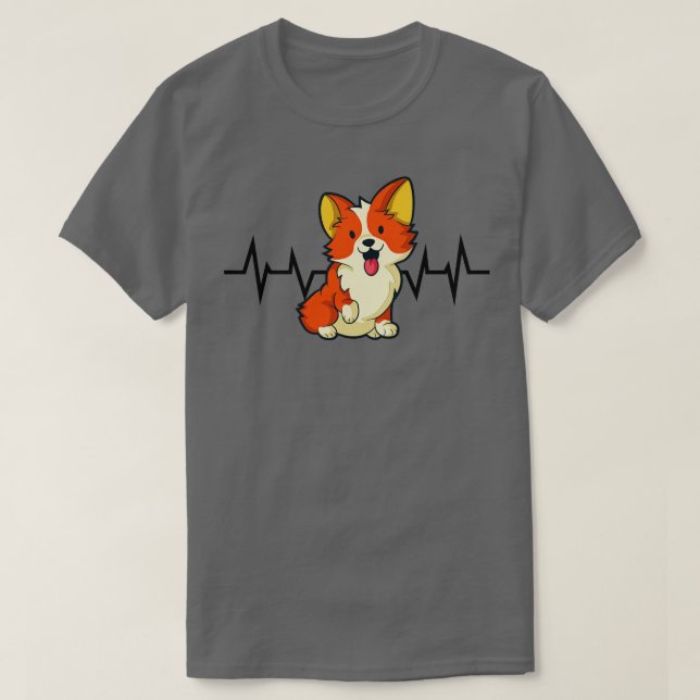 Welsh Corgi Heartslag T Shirt (Design framsida)