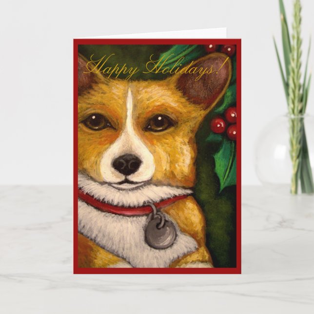 WELSH CORGI HELGDAG Card Helgkort (Framsida)