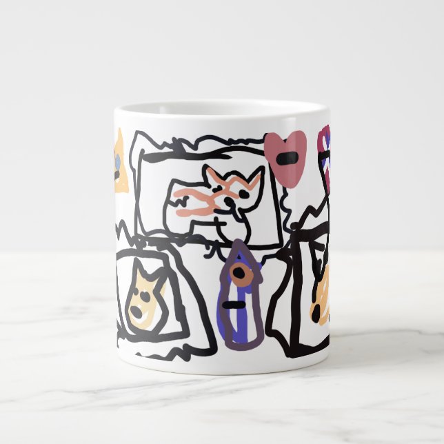 Welsh Corgi-hjärtan  Jumbo Mugg (Framsidan)