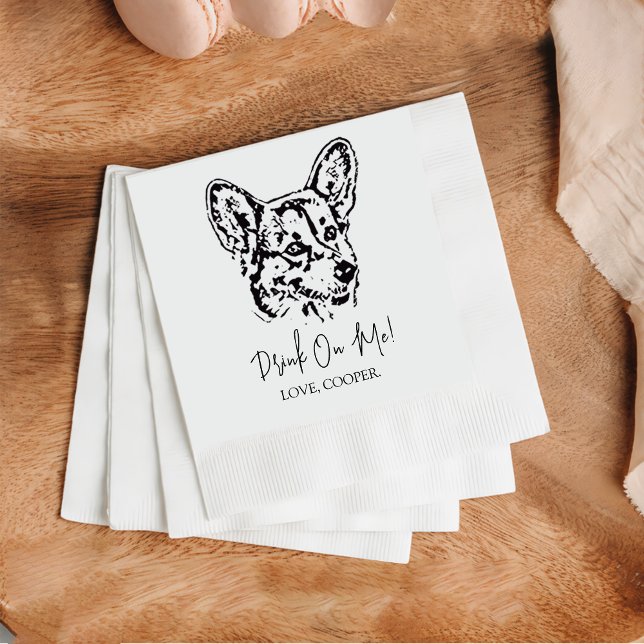 Welsh Corgi Hund Anpassningsbar Cocktail Napkin Pappersservett (Skapare uppladdad)