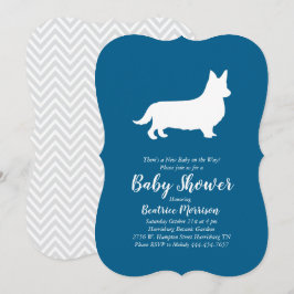 Welsh Corgi Hund Baby Shower Blue Boy Inbjudningar