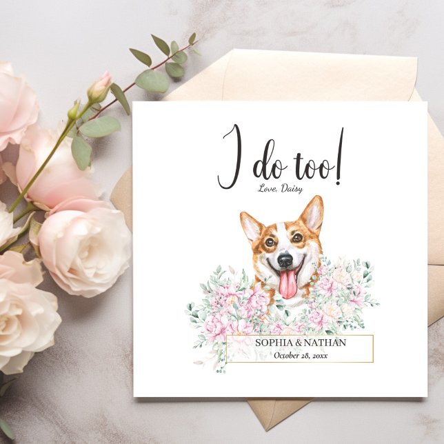 Welsh Corgi Hund Bröllop Cocktail Napkins Pappersservett (Skapare uppladdad)