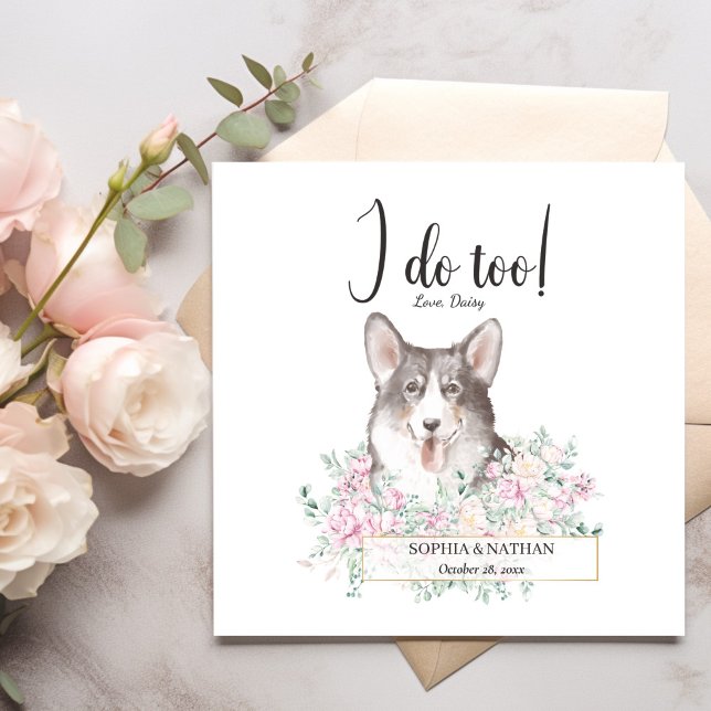 Welsh Corgi Hund Bröllop Cocktail Napkins Pappersservett (Skapare uppladdad)