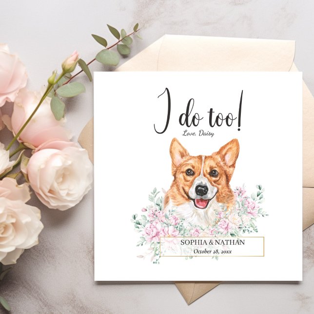 Welsh Corgi Hund Bröllop Cocktail Napkins Pappersservett (Skapare uppladdad)