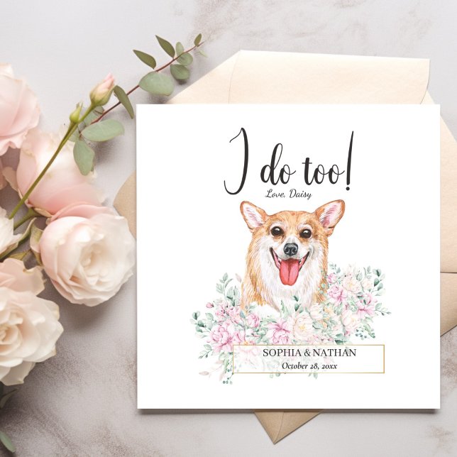 Welsh Corgi Hund Bröllop Cocktail Napkins Pappersservett (Skapare uppladdad)