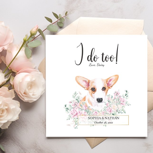 Welsh Corgi Hund Bröllop Cocktail Napkins Pappersservett (Skapare uppladdad)