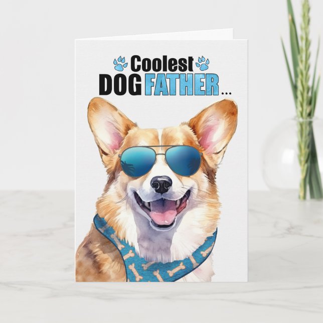 Welsh Corgi Hund Coolest Pappa Fars dag Helgkort (Framsida)