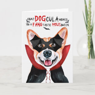 Welsh Corgi Hund Funny Count DOGcula Halloween Helgkort