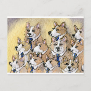 Welsh Corgi hund howl choir Vykort