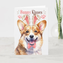 Welsh Corgi Hund i Bunny Öron för Påsk Helgkort