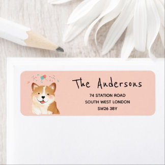 Welsh Corgi Hund Illustration Husdjur Returadress Etikett