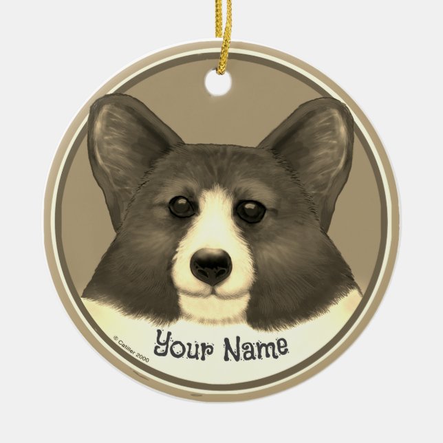 Welsh Corgi hund Julgransprydnad Keramik (Framsidan)
