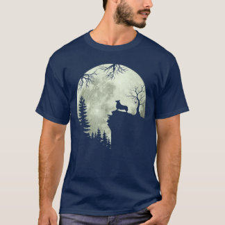 Welsh Corgi Hund och Måne Howl in Forest Hund T Shirt