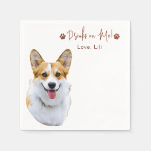 Welsh Corgi Hund Personlig Drinks on me Pappersservett