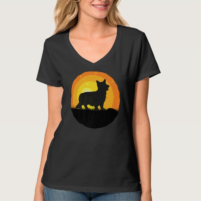Welsh Corgi Hund Retro 16 T Shirt (Framsida)