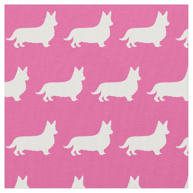 Welsh Corgi Hund Silhouette Pet Pembroke Rosa Tyg (Närbild)