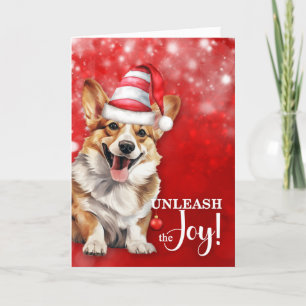 Welsh Corgi Hund Släpp loss jultomten Helgkort
