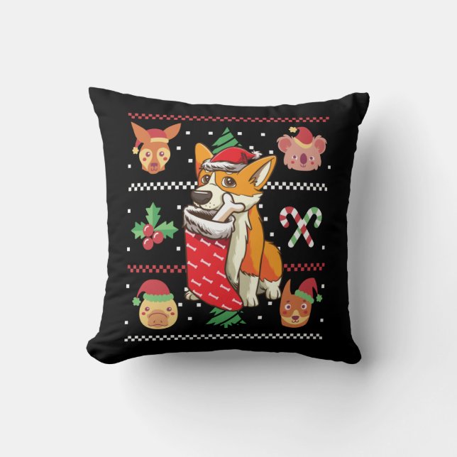 Welsh Corgi Hund Ugly jul Kudde (Framsida)