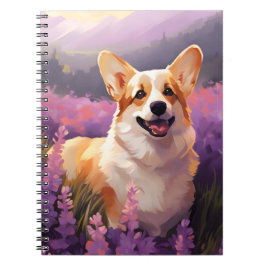 Welsh Corgi i Lavender fält Anteckningsbok