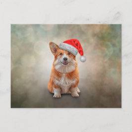 Welsh Corgi i röd hatt av Jultomten Vykort