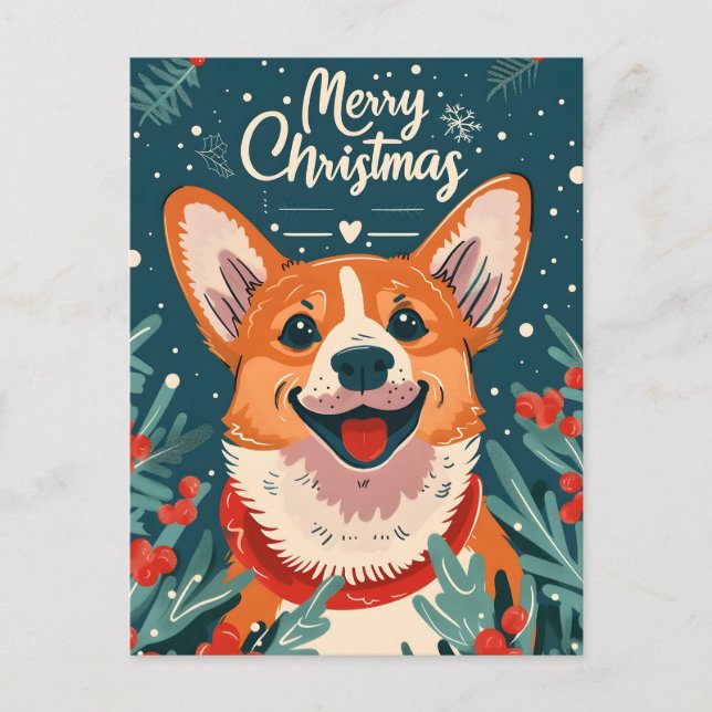 Welsh Corgi jul Helg Vykort (Framsida)