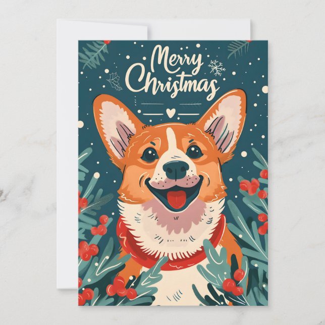 Welsh Corgi jul Julkort (Framsida)