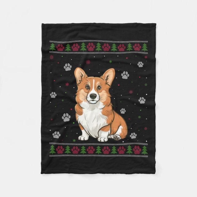 Welsh Corgi jul Sweater Julafton Pet Animal Hund Fleecefilt (Framsidan)