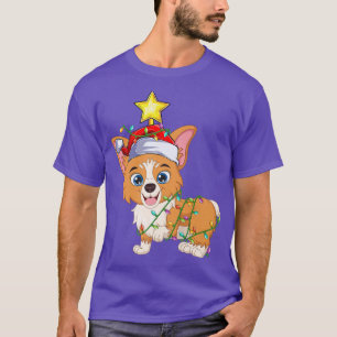 Welsh Corgi Julafton Lighting Träd Santa Welsh Cor T Shirt