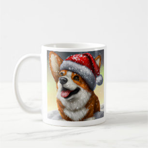 Welsh Corgi, jultomten, julkaffet Mugg