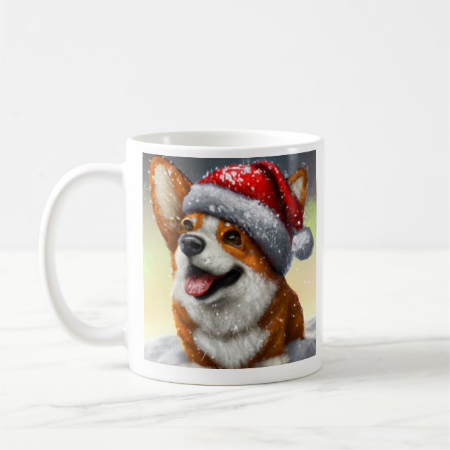 Welsh Corgi, jultomten, julkaffet Mugg (Vänster)
