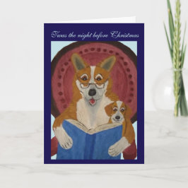 Welsh Corgi läser julberättelse för valp Kort