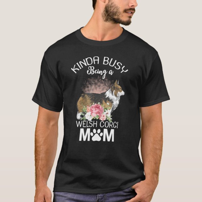 Welsh Corgi Mamma Blommigt Hund Women T Shirt (Framsida)