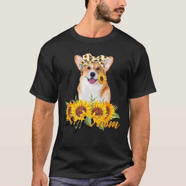 Welsh Corgi Mamma Solrossomsommaren Hund Mamma Wom T Shirt (Framsida)
