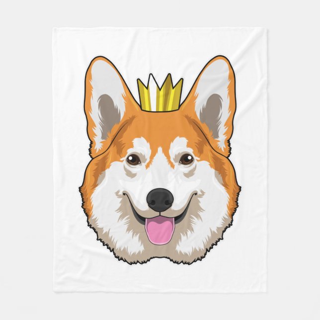Welsh Corgi med Krona Fleecefilt (Framsidan)