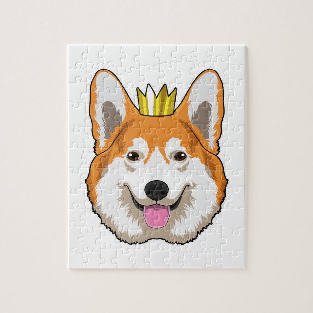 Welsh Corgi med Krona Pussel (Vertikal)