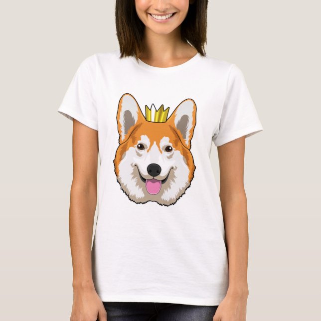 Welsh Corgi med Krona T Shirt (Framsida)