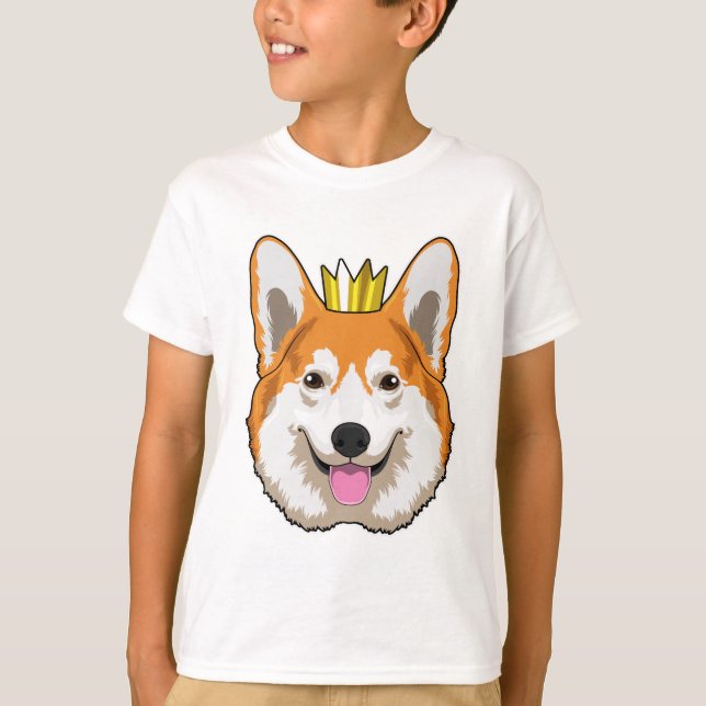 Welsh Corgi med Krona T Shirt (Framsida)