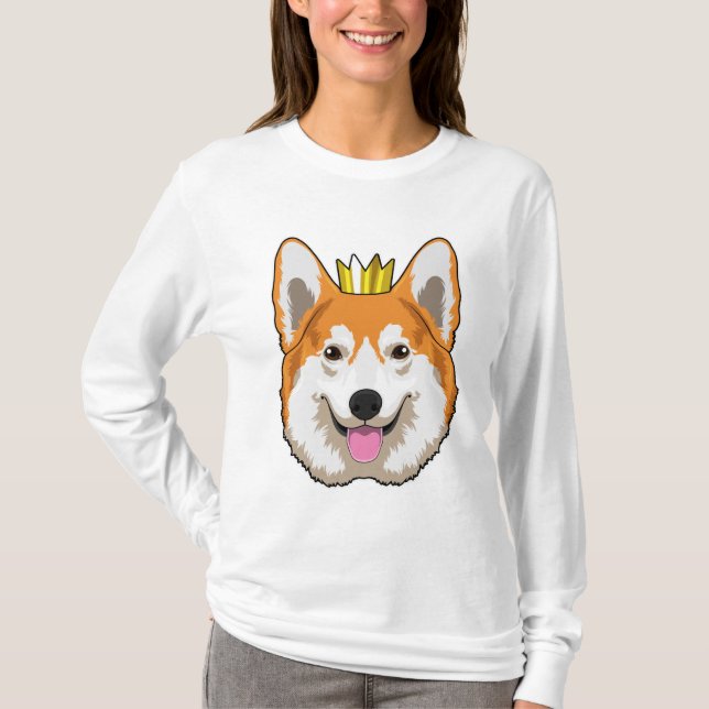 Welsh Corgi med Krona T Shirt (Framsida)