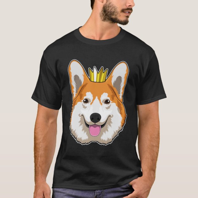 Welsh Corgi med Krona T Shirt (Framsida)