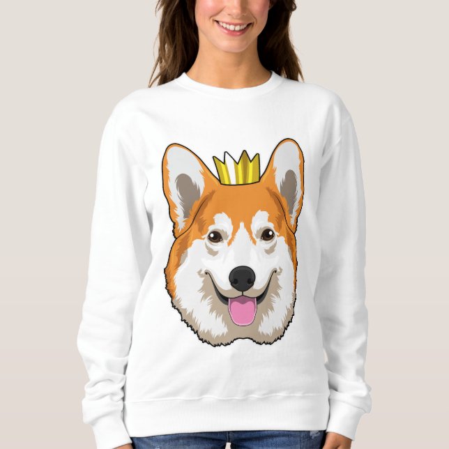Welsh Corgi med Krona T Shirt (Framsida)