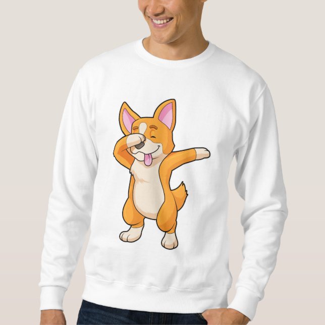 Welsh Corgi på Hip Hop-dans Dab Lång Ärmad Tröja (Framsida)