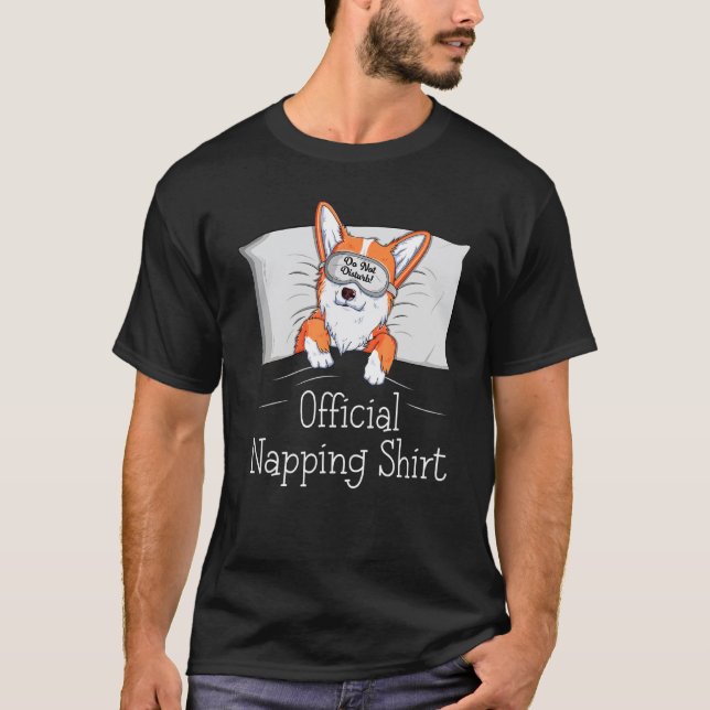 Welsh Corgi Power Napper Hund Som Sover T Shirt (Framsida)