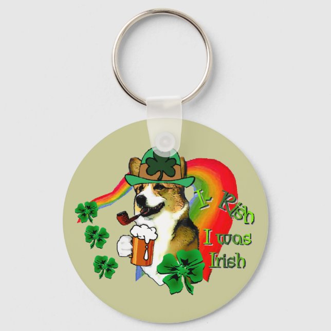 Welsh Corgi Saint patrick's day Nyckelring (Framsida)