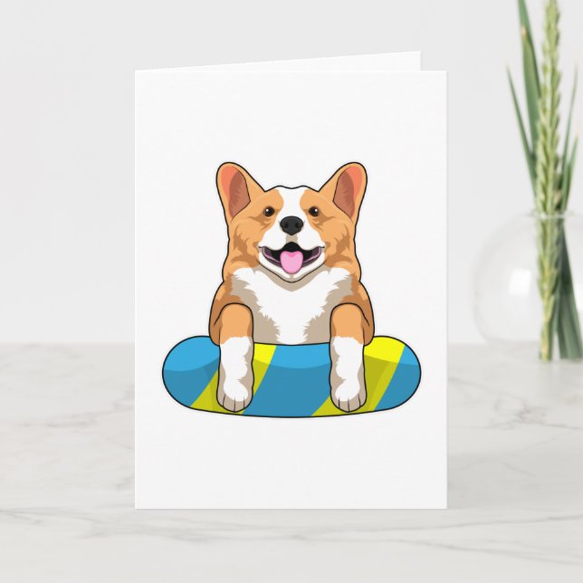 Welsh Corgi simmar med sväbord Kort (Framsida)