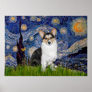 Welsh Corgi Tri Färg - Starry Night Poster