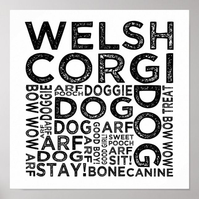 Welsh Corgi Typography Poster (Framsidan)