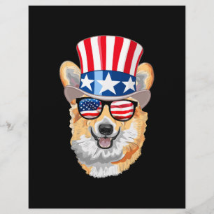 Welsh Corgi USA flagga Hat Glass 4 juli Reklamblad