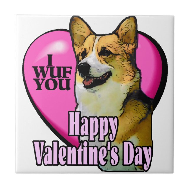 Welsh Corgi Valentine Day Kakelplatta (Framsidan)